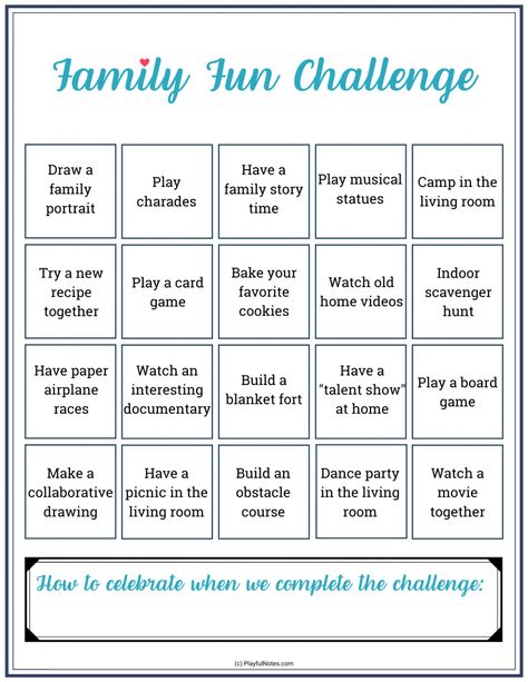 family fun challenge - ideas for fun family activities at home Fun Activities At Home, New Years Eve Party Games, Christmas Family Fun, Games For Party, Family Night Activities, Fall Family Fun, Family Challenge, Family Bonding Activities, Home With Kids