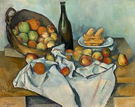 The Basket of Apples | The Art Institute of Chicago Paul Cezanne Still Life, Cezanne Still Life, Paul Cezanne Paintings, Cezanne Art, Basket Of Apples, Still Life Pictures, Popular Paintings, Apple Painting, Apple Art