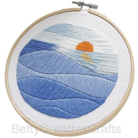 Lighthouse Embroidery, Diy Hand Embroidery, Hoop Wall Art, Feather Embroidery, Embroidery Hoop Crafts, Hand Embroidery Kit, Hand Embroidery Projects, Sewing Embroidery Designs, Embroidery Needles