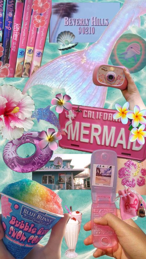 Mermaid Aesthetic Wallpaper, Y2k Summer Aesthetic, Tropical Core, Coconut Aesthetic, Mermaid Summer, Iphone Wallpaper Preppy, 2k Wallpaper, Summer Wallpapers, Mermaid Wallpapers