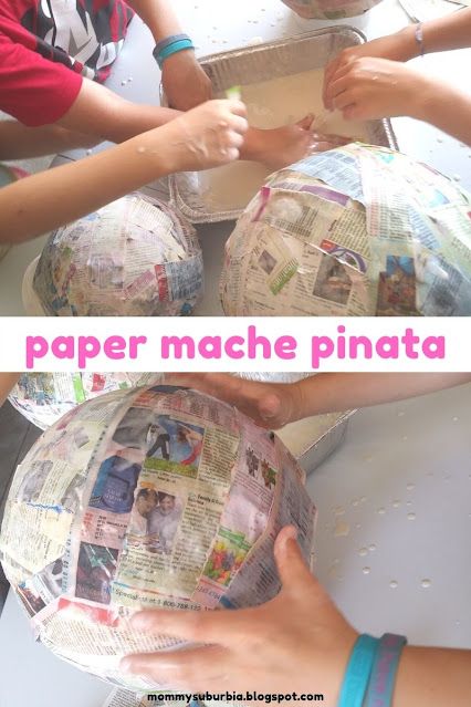 How To Pinata, Pinata Preschool Craft, Paper Mache Recipe For Pinata, How To Build A Pinata, Make Pinata Diy, Newspaper Pinata, Paper Mache With Baloon, Make Your Own Pinata Diy, How To Make A Piñata With A Balloon