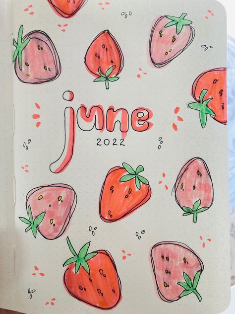 Strawberry Journal Ideas, May Planner Ideas, May Journal Ideas, June Bullet Journal, Bullet Journal Month, Kalender Design, Bullet Journal Page, Bullet Journal Ideas Templates, Creating A Bullet Journal