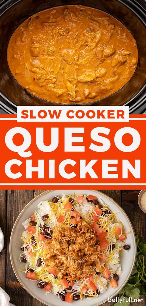 Crock Pot Queso Chicken, Queso Chicken Crockpot, Slow Cooker Queso Chicken, Slow Cooker Queso, Crock Pot Queso, Fowl Recipes, Queso Chicken, Chicken Nachos Recipe, Chicken Crockpot Recipes Easy