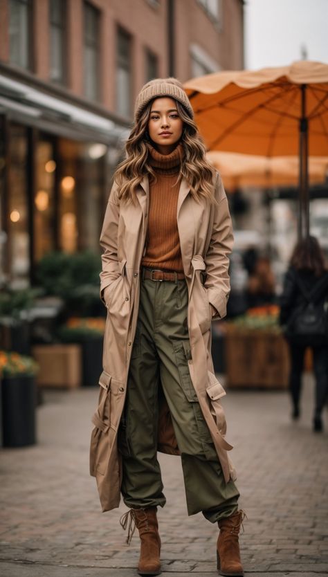 Cargo Pants Outfit Street Style Women, Cargo Pants Outfit Winter, Cargo Pants Outfit Street Style, Green Cargo Pants Outfit, Women's Street Style, Outfit Street Style, Sporty Street Style, Winter Pants Outfit, Fifties Fashion