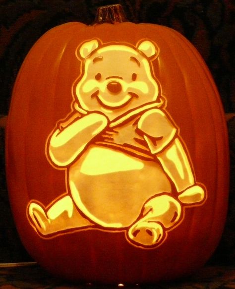 Here is Winnie the Pooh from a stoneykins.com pattern that I carved on a foam pumpkin- 2015 Winnie The Pooh Carved Pumpkin, Winnie The Pooh Pumpkin Stencil, Pumpkin Carving Ideas Winnie The Pooh, Winnie The Pooh Pumpkin Carving, Shrek Pumpkin Carving, Eeyore Pumpkin, Character Pumpkin Carving, Pumpkins Stencils, Infants Activities