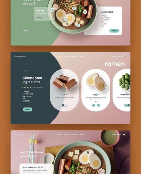 Ramen Dish, การออกแบบ Ui Ux, Food Website Design, Food Web Design, Ui Ux 디자인, Website Design Inspiration Layout, Ui Design Trends, Desain Ui, Webdesign Inspiration