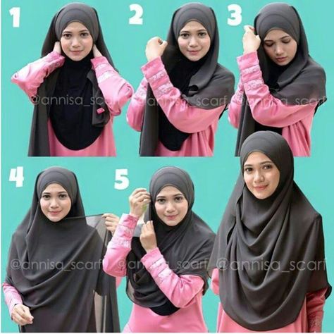 Hijab Simple Style Outfits Minimal Classic, Shawl Tutorial, Hijab Islam, How To Wear Hijab, Pink Hijab, Shawl Hijab, Tutorial Hijab Pashmina, Turban Hijab, Hijab Wedding Dresses