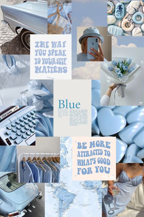 Baby Blue Vision Board, Aesthetic Blue Moodboard, Blue Aesthetic Vision Board Pictures, Light Blue Vision Board, Sky Blue Mood Board, Blue 2024 Vision Board, 2024 Vision Board Aesthetic Blue, Mood Boards Aesthetic Blue, Light Blue Mood Board