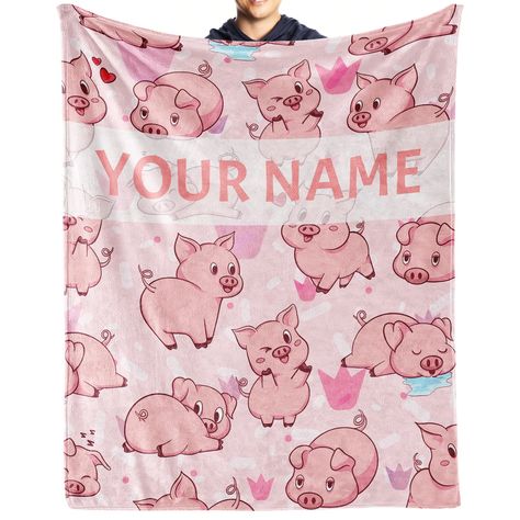 PRICES MAY VARY. Customized Pig Gift: You can customize your name and text. This pig themed gifts is super soft, comfortable and warm. The eye-catching design is perfect for pigs lovers. Features: This pigs blanket is made of high quality flannel. Durable, light weight, wrinkle resistant, non-shedding and suitable for all pigs. Multiple size options: Multiple sizes to choose from. 30 "x40": for pets, 40 "x50": for kids (children), 50 "x60": for teen (travel), 60 "x80": Twin size / for adult, 70 Pig Blanket, Blanket For Bed, Blanket Gifts, Cute Pig, Bed Couch, Blanket Soft, Fleece Throw Blanket, Fleece Throw, For Girls