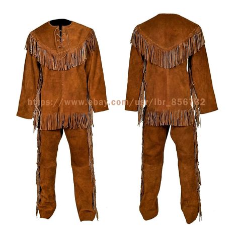 Native American Hunting, Hunting Suit, Native American Dress, American Dress, Pants Suit, Leather Fringe, Tan Suede, Shirt And Pants, Cowhide Leather