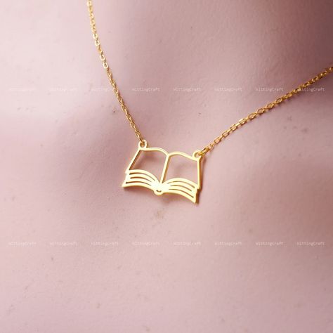 Book Necklace Open Book Necklace Book Lover Gift Bookworm - Etsy Australia Book Pendant, Book Necklace, Lovers Necklace, Book Jewelry, Gifts For Bookworms, Charm Pendant Necklace, Open Book, Rose Gold Necklace, Pretty Jewellery