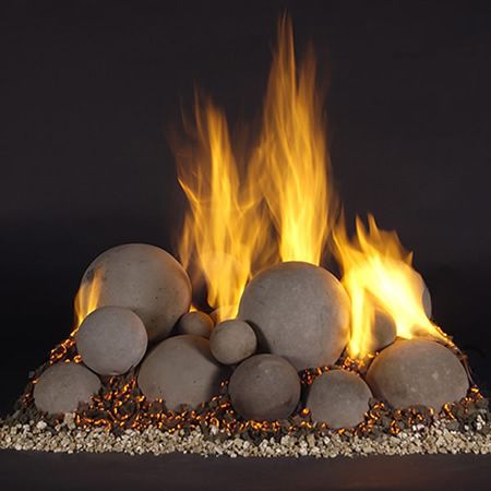 Mixed FireBall Refractory Ceramic Set Fireplace Style, Fire Rocks, Cool Fire, Fireplace Logs, Double Sided Fireplace, Gas Fireplace Logs, Fire And Stone, Gas Logs, Fire Features