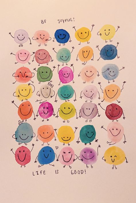 Aktiviti Kanak-kanak, Fingerprint Art, Smiley Faces, Doodle Art Designs, Watercolor Cards, Doodle Drawings, Diy Cards, Art Classes, Doodle Art