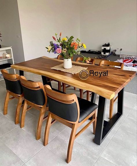 Lovers of wooden furniture we got you! Dining set 7ftx40”x32 #880,000 only. Dining Table Decoration Ideas, Epoxy Resin Furniture, Wooden Dinner Table, Kitchen Table Legs, Tv Cabinet Design, Dining Table Decoration, House Interior Design Styles, House Paint Interior, Wooden Bed Design