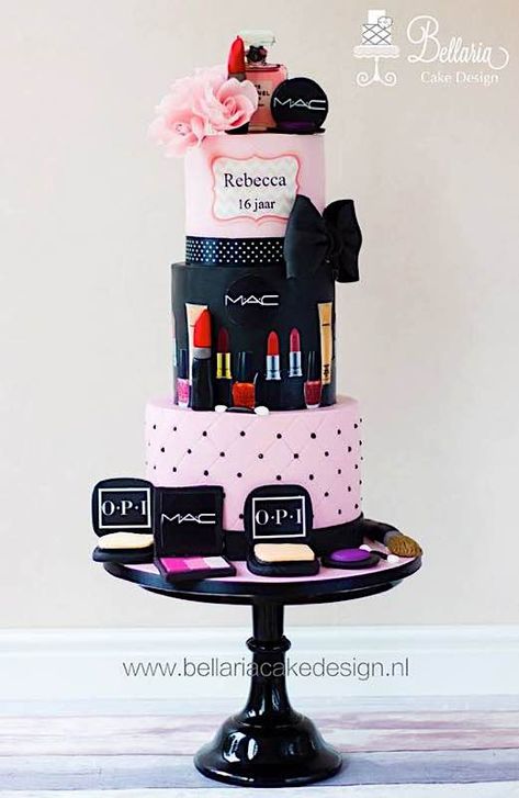 Christing Cake, Makeup Cake Design, Makeup Birthday Cakes, Fashionista Cake, Chanel Cake, Makeup Cake, Ballerina Cake, Bolo Minnie, American Cake