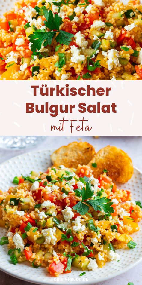 Mein Bulgursalat ist einfach, gesund & bunt! Mit schön viel Gemüse ist er ideal als schnelle Grillbeilage oder leckeres Hauptgericht im Sommer. Salad Inspiration, Bulgur Salad, Healthy Dishes, Food Diary, Fresh Vegetables, Clean Recipes, Couscous, Mayonnaise, Main Course