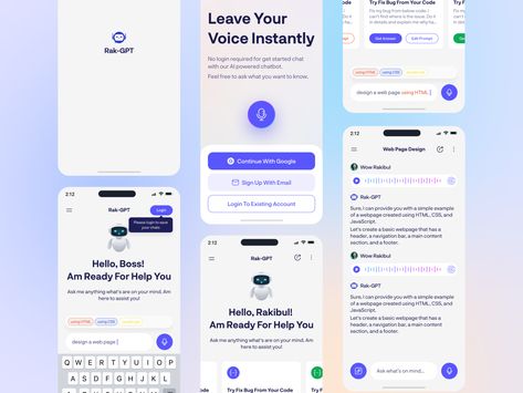 Rak-GPT : AI Mobile App | Chatbot UI Design by IxD Rakibul Chatbot Ui Design, Chatbot App, Chatbot Design, World Data, Mobile Interface, Mobile App Ui, App Ui Design, Chat App, Mobile App Design