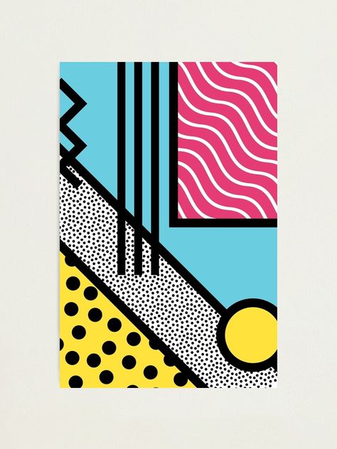 "Abstract 80s memphis pop art style graphics" Photographic Print by UDDesign | Redbubble Memphis Art, Pop Art Patterns, Pop Art Drawing, 80s Pop, Memphis Style, Cute Canvas Paintings, Easy Canvas Art, Pop Art Style, Pop Art Design