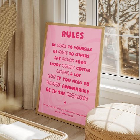 Positive Affirmation Rules Poster, Digital Download Wall Art, Motivational Self Care Quote, Printable Inspirational Home Decor by FontDaily on Etsy Home Rules Poster, Home Rules, Self Care Quote, Rules Poster, Wall Art Motivational, Inspirational Printables, Laugh A Lot, Download Wall Art, Love Posters