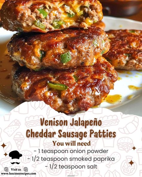 Venison Sausage Recipes, Ground Venison Recipes, Ground Sausage Recipes, Venison Sausage, Ricotta Stuffed Chicken, Venison Burgers, Deer Recipes, Sausage Patties, Breakfast Sausage Recipes