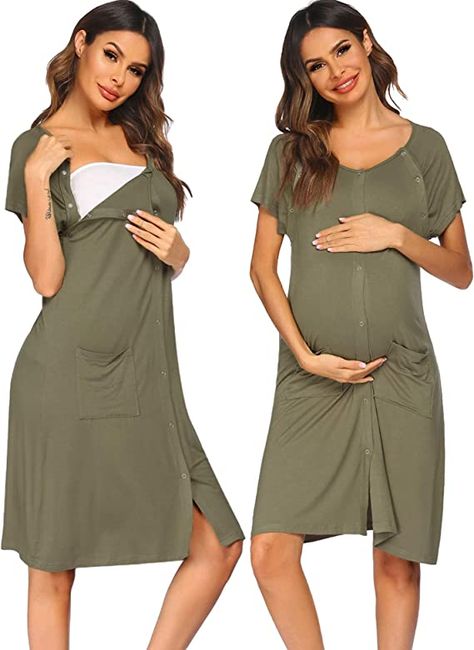 Delivery Hospital Gown, Birthing Gown, Maternity Nightgown, Delivery Hospital, Target Maternity, Labor Gowns, Nursing Gown, Nursing Friendly Dress, Nursing Nightgown