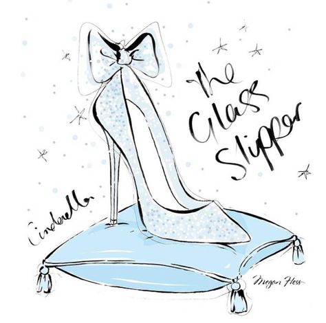 2015.03.18 What would your dream Cinderella GLASS SLIPPER look like? Mine would be covered in tiny diamonds and have the perfect bow at the top!.... Cinderella Drawing, Cinderella Glass Slipper, Pencil Picture, Megan Hess Illustration, Kerrie Hess, Cinderella Art, Illustration Pencil, Cinderella 2015, Cinderella Slipper