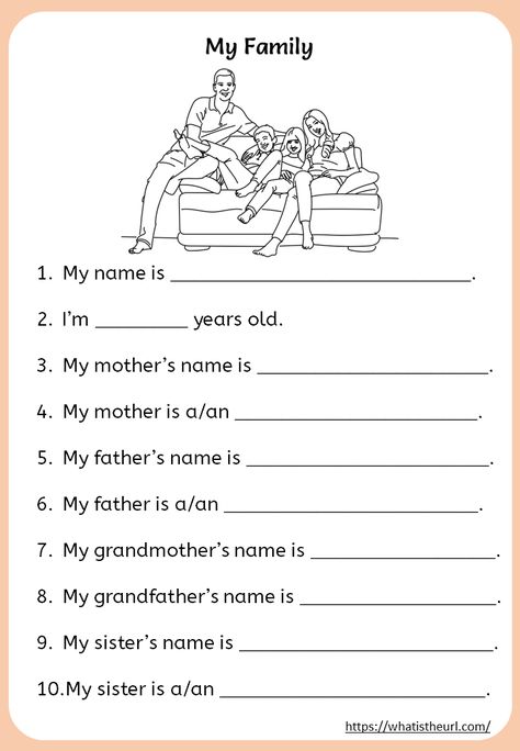 My Family Worksheets for kids Worksheets For Class 1, Teach English To Kids, Materi Bahasa Inggris, Reading Comprehension For Kids, English Worksheets For Kindergarten, Family Worksheet, Grammar For Kids, English Activities For Kids, Learning English For Kids