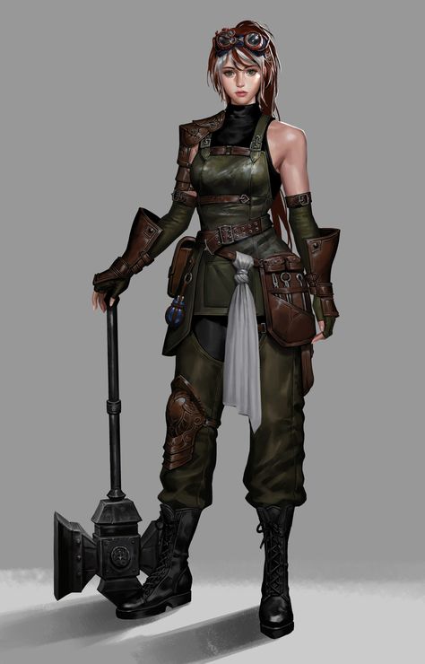 Mechanic Fashion, Steampunk Engineer, Mechanic Clothes, Steampunk Mechanic, Steampunk Character, Woman Mechanic, Character Design Girl, Female Character Concept, 다크 판타지