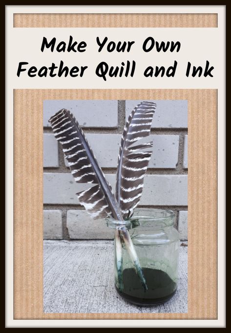 Paper Feather Crafts, How To Make A Feather Pen, Diy Quill Pen, Diy With Feathers, Turkey Feather Crafts, Cottagecore Activities, Harry Potter Quill, Ink And Quill, Harry Potter Craft