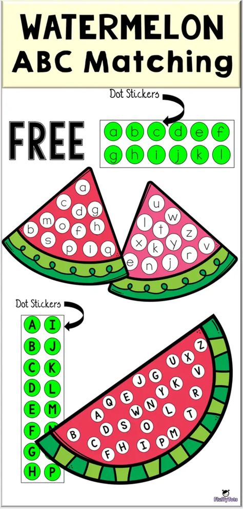 Watermelon Alphabet, Class Printables, Abc Matching, Watermelon Activities, Watermelon Lettering, Prek Activities, August Themes, Watermelon Theme, Alphabet Recognition