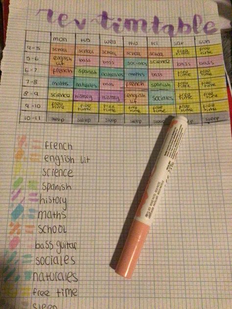 Diy School Timetable, Timetable Ideas School, Year 11 Revision Timetable, Revision Timetable Ideas, School Revision Timetable, Aesthetic Revision Timetable, Revision Timetable Template Aesthetic, Studying Timetable Ideas, Study Revision Timetable