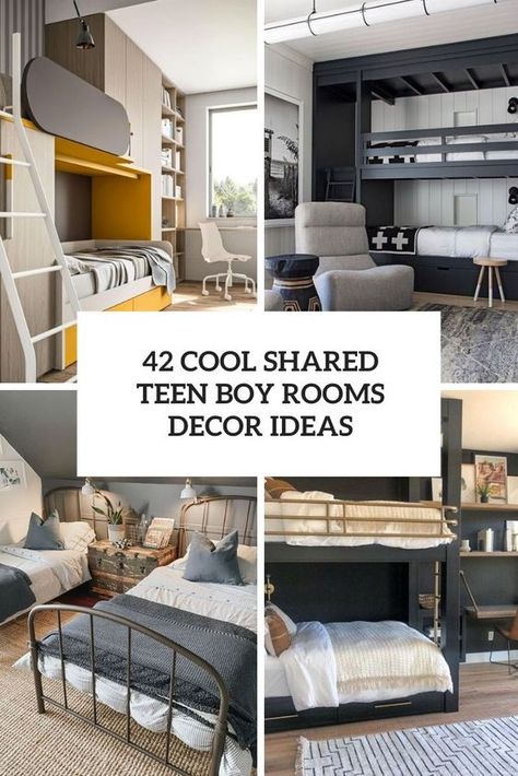 Boys Double Bedroom Ideas, Teen Boy Shared Room, Teenage Boys Shared Bedroom Ideas, Shared Teenage Boys Room, Teen Boy Shared Bedroom, Teen Boy Loft Bedroom Ideas, Teen Boys Shared Bedroom Ideas, Shared Boys Room Different Ages, Shared Teen Room