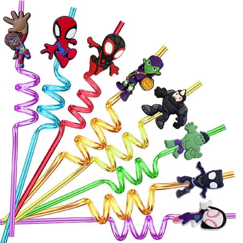 PRICES MAY VARY. 【Products Include】you will receive 24 pcs Spider Friends Straws, 2 pcs cleaning brushes,8 different colors of straw and 8 cute Spidey attachments,The patterns on the straw can come off,They are very humorous. 【Easy to clean】Do not worries about the cleaning,the size of each straw is 10.5 inches height and 0.2inch width and 2 Pcs 6.8” x 2/5” extra wide cleaning brush,they are all reusable. 【High Quality】These Spider Friends party supplies are made high quality,non-toxic material Spider And His Amazing Friends, Friends Party Favors, Spiderman Theme Party, Hulk Birthday, Reusable Drinking Straw, Spiderman Birthday Party, Birthday Themes For Boys, Spiderman Party, Mens Birthday Party