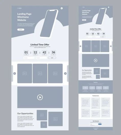 Website Prototype Design, Web Design Wireframe, Website Prototype, Ui Ux Design Website, Webpage Design Layout, Desain Ux, Mise En Page Web, Wireframe Template, Wireframe Website