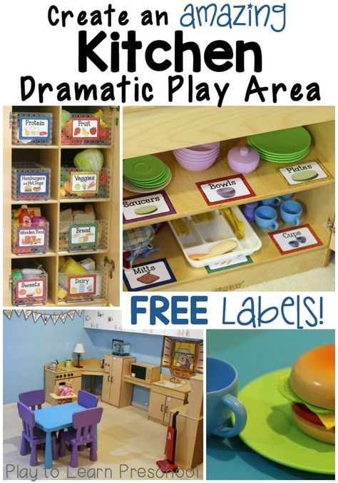 Group Family Daycare Setup, Playbased Learning Kindergarten, Kitchen Dramatic Play, Ladybug Classroom, Babysitting Activities, Purposeful Play, Room Arrangement, Daycare Room, Preschool Rooms