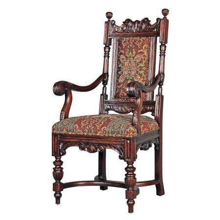 Grand Classic Edwardian Dining Armchairs, Brown Upscale Furniture, Solid Wood Dining Chairs, Design Toscano, Fabric Armchairs, Solid Mahogany, Dining Arm Chair, Wooden Chair, Side Chairs Dining, Chairs For Sale