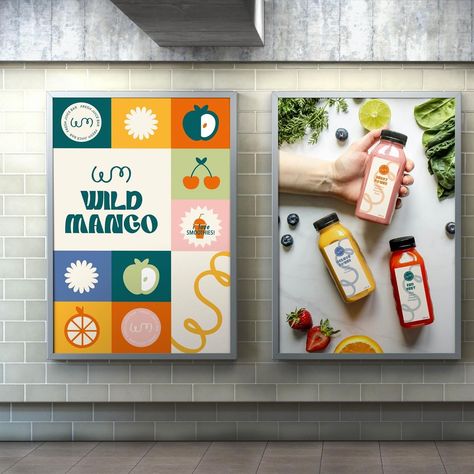 WILD MANGO 🥭 - Your go-to fresh juice bar serving up refreshing juices and smoothies. (Part 3/3) Brief presented by #briefhaus #bhwildmango #brandingdesign #brandingdesigner #juicebrand #juicebranding #brandidentity #branding Juice Bar Color Palette, Juice Store Design, Juice Bar Branding, Juice Branding Design, Smoothie Branding, Health Graphic Design, Healthy Branding, Smoothie Store, Fresh Juice Bar