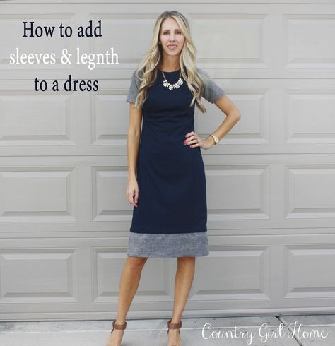 COUNTRY GIRL HOME : Sheath Dress Refashion.  How to add sleeves and length to a dress. Sewing Alterations, Add Sleeves, Altering Clothes, Ropa Diy, Recycle Clothes, Refashion Clothes, Clothing Hacks, Upcycle Clothes, Sewing Clothes