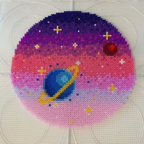 Perler Bead Patterns Space, Saturn Perler Beads, Perler Bead Lava Lamp, Cool Fuse Bead Ideas, Perler Beads Space, Galaxy Perler Bead Patterns, Perler Wall Art, Space Perler Beads, Space Perler Bead Patterns