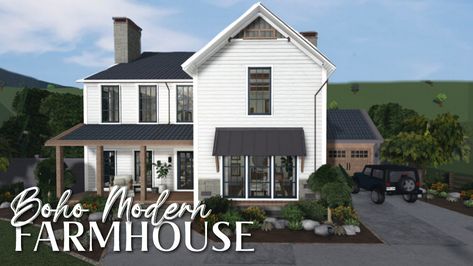 Bloxburg house idea. Bloxburg. Bloxburg house. Bloxburg builds Modern Farmhouse Layout, Farmhouse Layout, Boho Modern Farmhouse, Modern Family House, Two Story House Design, Small House Layout, Bloxburg Modern, Tiny House Layout, Diy House Plans