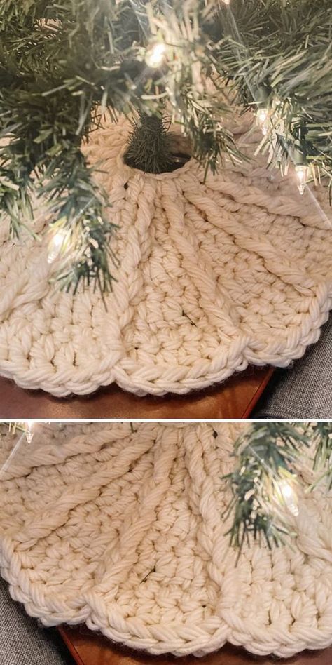 Christmas Tree Skirt Crochet Free, Crocheted Christmas Tree Skirt Patterns, Crochet Xmas Tree Skirt Free Pattern, Chunky Tree Skirt Crochet, Crochet Christmas Skirt Pattern, Christmas Tree Skirts Crochet, Christmas Tree Crochet Skirt, Crocheted Tree Skirts Free Patterns, Holiday Crochet Projects