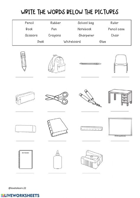 Things In The Classroom Worksheet, School Things Worksheet For Kids, School Objects Activities, School Things Worksheet, Classroom Objects Worksheet, School Objects Worksheet, Esl Worksheets For Beginners, English Primary School, School Exercise