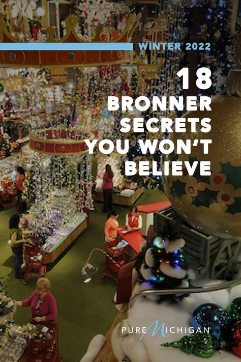 Bronner’s has been a tradition since 1945. Here are fun facts about the world’s largest Christmas store. Bronners Christmas Store, Michigan Christmas, Facts About The World, Frankenmuth Michigan, Christmas Wonderland, Christmas Travel, Christmas Store, Facts About, Worlds Largest