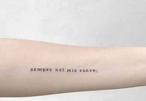 Tiny Tattoos Italian, Family Phrases Tattoo, Beautiful In Italian Tattoo, Italian Couple Tattoos, Meaningful Italian Tattoo Quotes, Italian Grandma Tattoo, Italian Love Tattoos, Italian Font Tattoo, Italian Sibling Tattoos