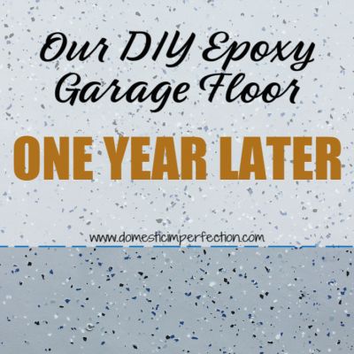 Domestic Imperfection - DIY and Home Decor Epoxy Gym Floor, How To Epoxy Garage Floor, Epoxy Flooring Garage, Garage Makeover Floor, Garage Floor Paint Ideas, Shop Floor Ideas, Epoxy Garage Floor Colors, Epoxy Garage Floor Ideas, Garage Epoxy Floor