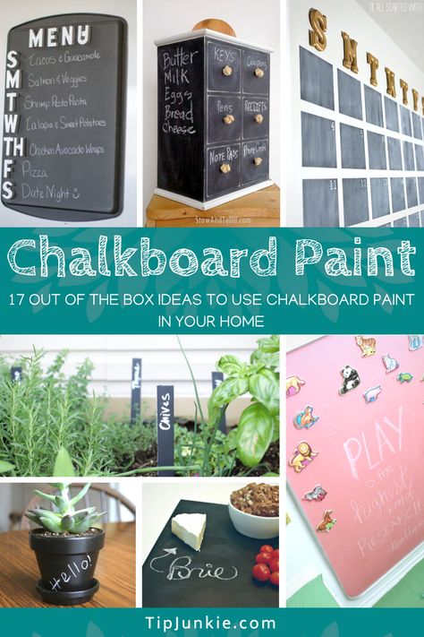 17 Out-of-the-Box Chalkboard Paint Ideas for Your Home Blackboard Paint Ideas, Chalkboard Paint Fridge, Diy Blackboard, Chalkboard Paint Ideas, Chalkboard Wall Calendars, Homemade Chalkboard, Diy Chalkboard Paint, Chalkboard Diy, Diy Chalk Paint Recipe