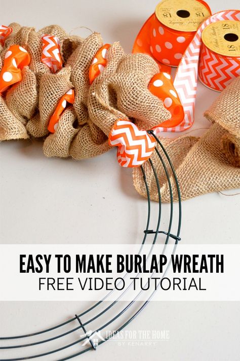 Easy Burlap Wreath, Ribbon Wreath Diy, Burlap Wreath Tutorial, Easy Fall Wreaths, Burlap Wreath Diy, Deco Mesh Wreaths Diy, Holiday Wreaths Diy, Christmas Wreaths Diy Easy, Custom Wreath