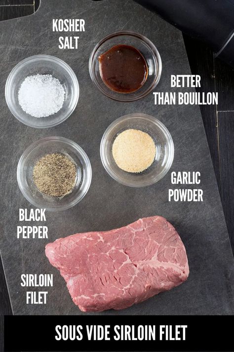 Sous Vide Sirloin Filet (+ Secret Ingredient) Sous Vide Sirloin Steak, Sous Vide London Broil, Sirloin Marinade, Sous Vide Steak Recipe, Sous Vide Steak, Top Sirloin, Food Safety Tips, Top Sirloin Steak, Sirloin Steak