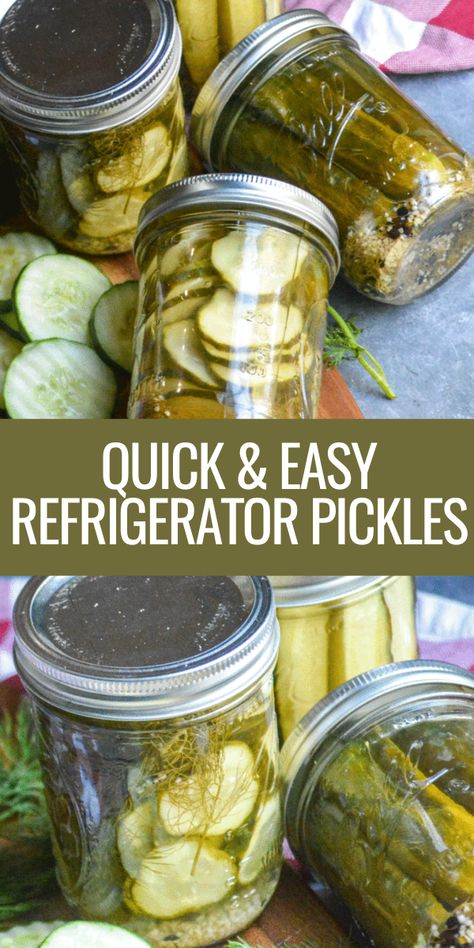 Refrigerator pickles are so crisp and full of garlic and dill flavor – I promise if you make them, you’ll never want to buy a jar at the store again! Enjoy these pickles with a sandwich, in salads, on top of hamburgers, or by themselves as they make a super healthy and easy homemade snack. #pickles #side #picklesrecipe How To Make Pickles Without Canning, Refrigerator Pickles With Dill Seed, Simple Refrigerator Pickles, One Jar Dill Pickle Recipe, Canning Refrigerator Pickles, 3 Day Pickles, Refrigerator Pickles With Pickling Spice, Easy Pickle Recipes Refrigerators, Refrigerator Garlic Pickles