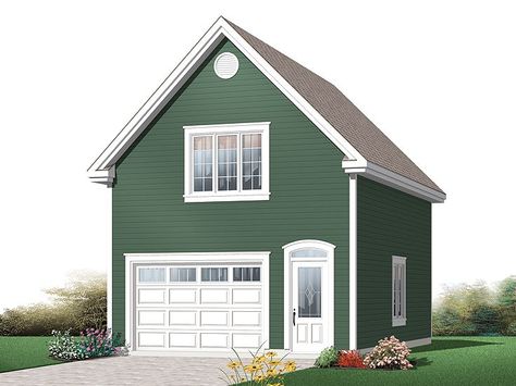 One-Car Garage Plan, 028G-0045 Garage Studio Apartment, Contemporary Garage, Garage Plans With Loft, Garage Workshop Plans, Plan Garage, Plan Chalet, Garage Guest House, Drummond House Plans, Garage Addition